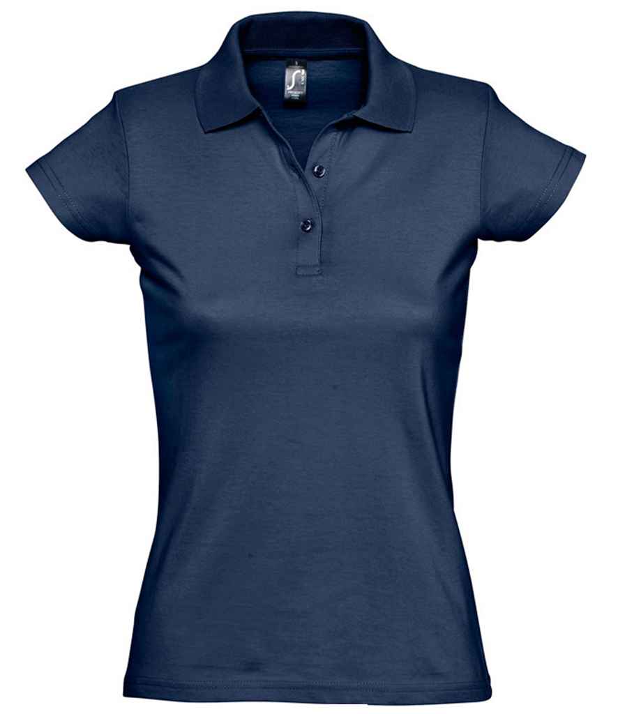 SOL'S Ladies Prescott Cotton Jersey Polo Shirt in French Navy, front view