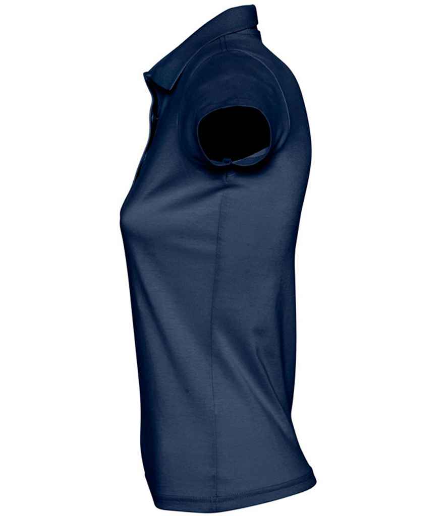 SOL'S Ladies Prescott Cotton Jersey Polo Shirt in French Navy, side view