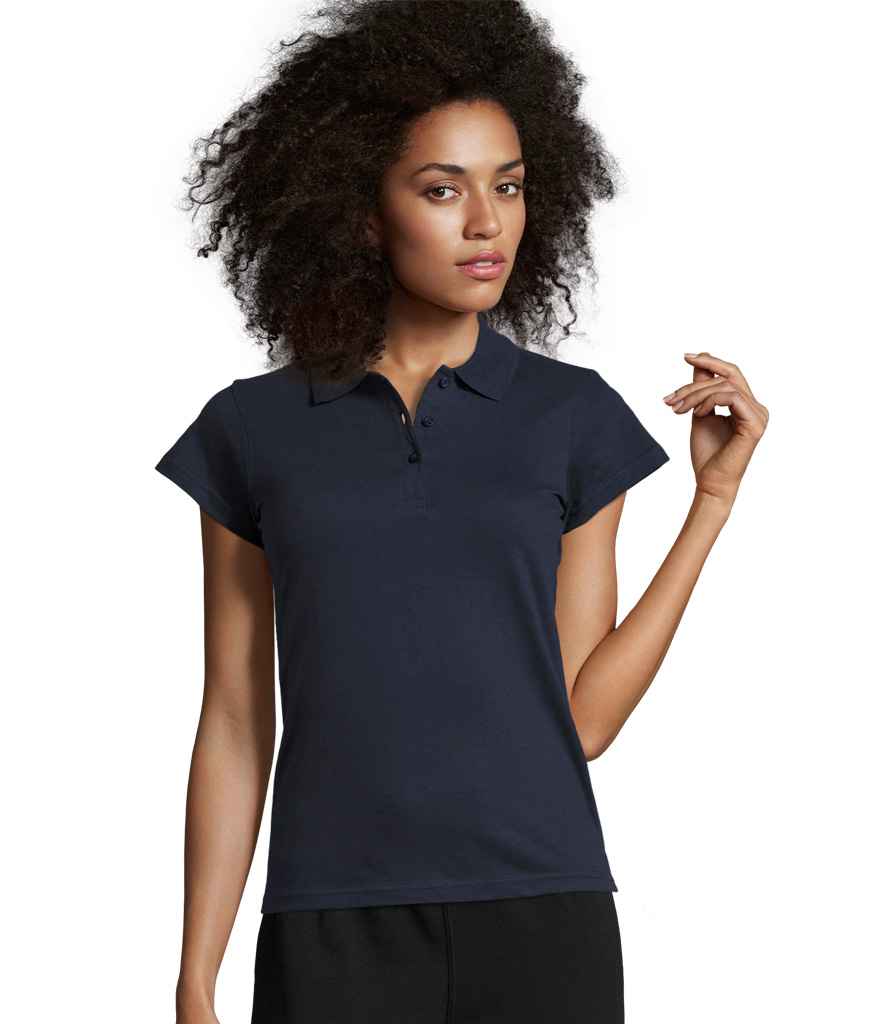 SOL'S Ladies Prescott Cotton Jersey Polo Shirt in French Navy