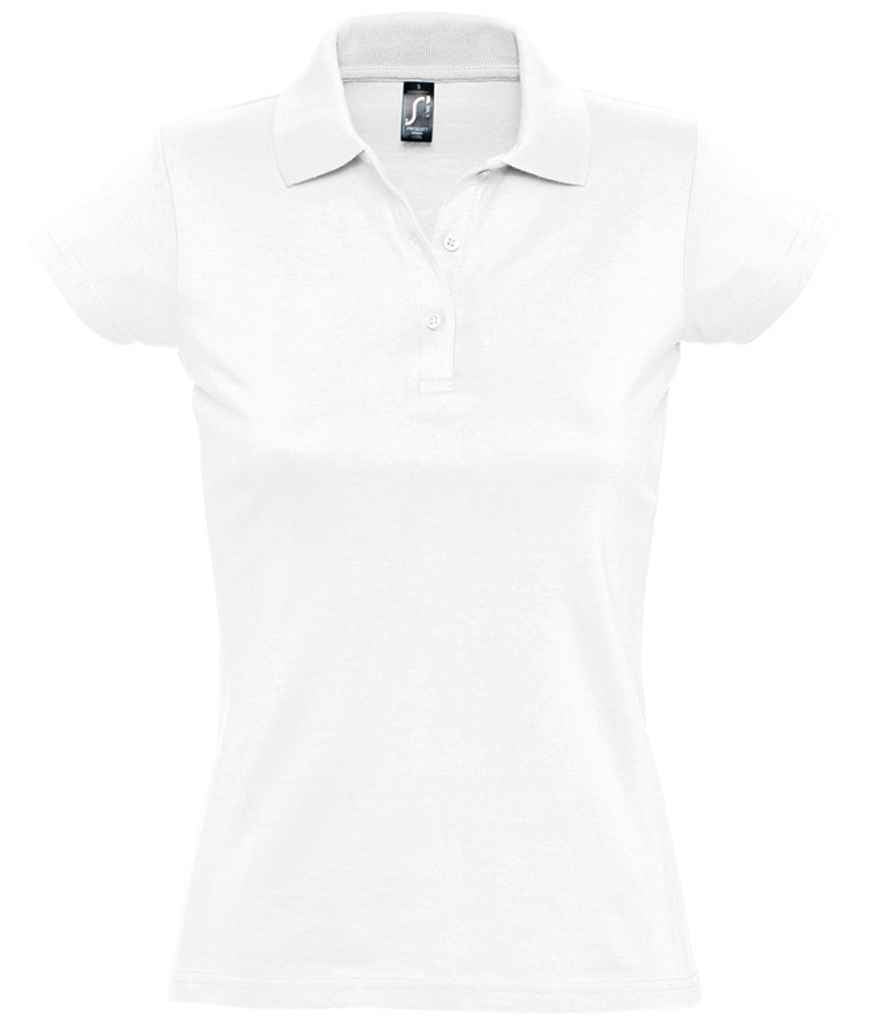 SOL'S Ladies Prescott Cotton Jersey Polo Shirt in White, front view
