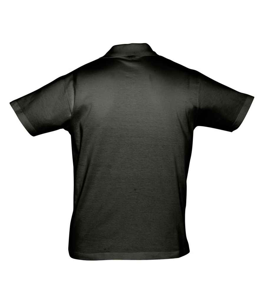 SOL'S Prescott Cotton Jersey Polo Shirt in Deep Black, back view