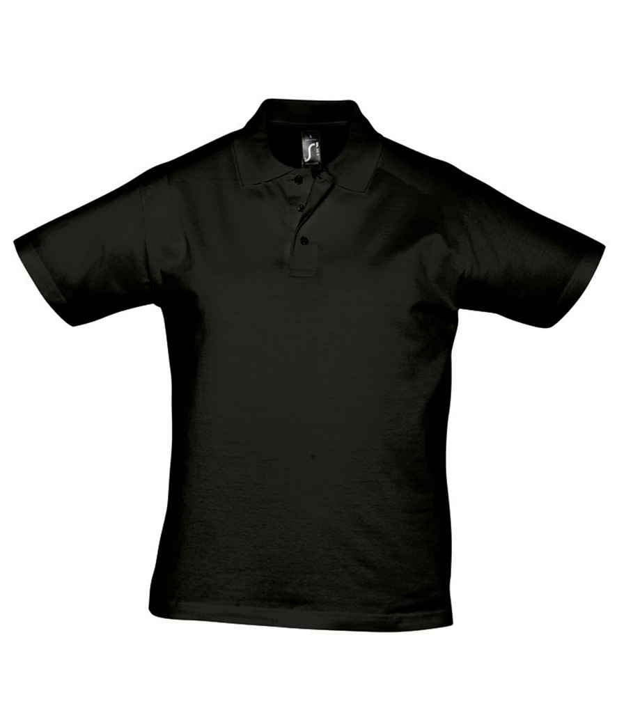 SOL'S Prescott Cotton Jersey Polo Shirt in Deep Black, front view