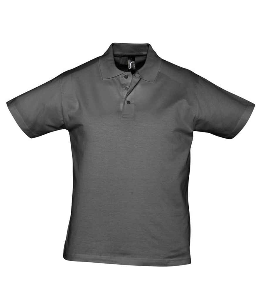 SOL'S Prescott Cotton Jersey Polo Shirt in Dark Grey, front view