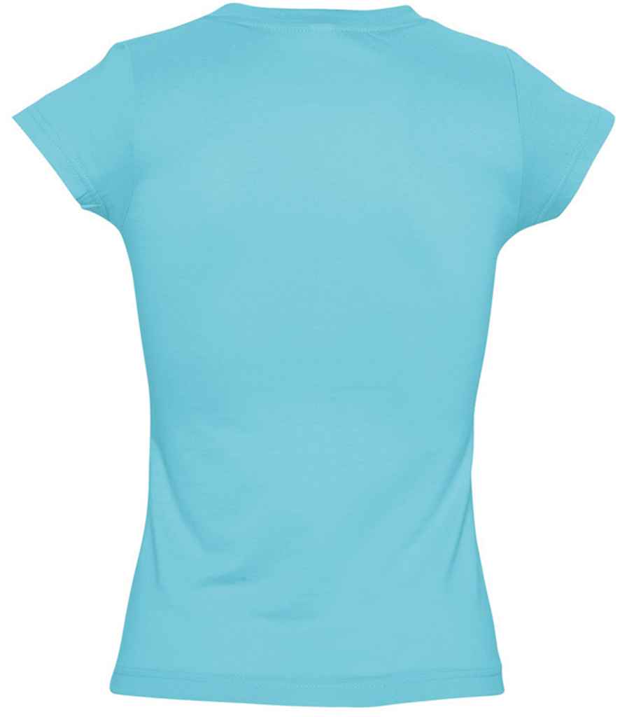 SOL'S Ladies Moon V Neck T-Shirt in Atoll Blue, back view