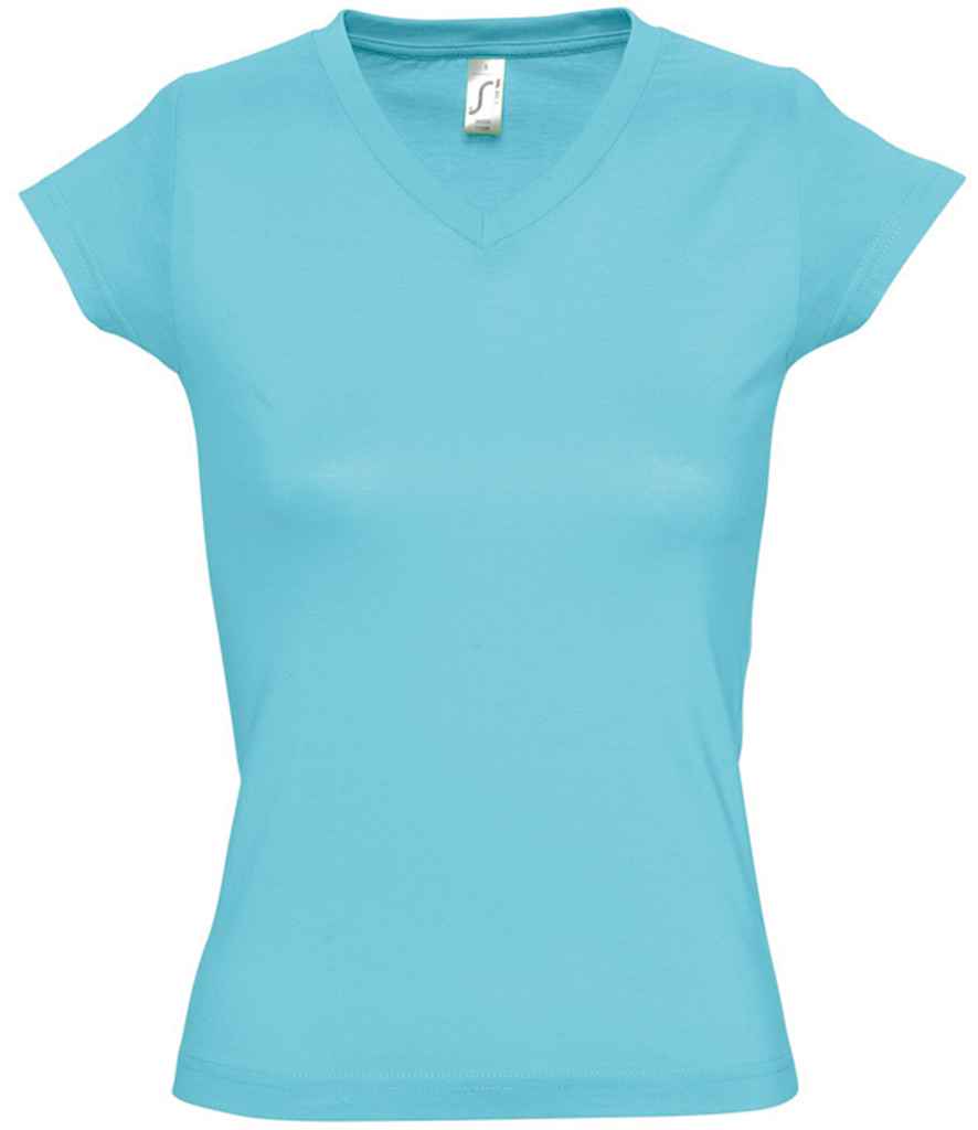 SOL'S Ladies Moon V Neck T-Shirt in Atoll Blue, front view
