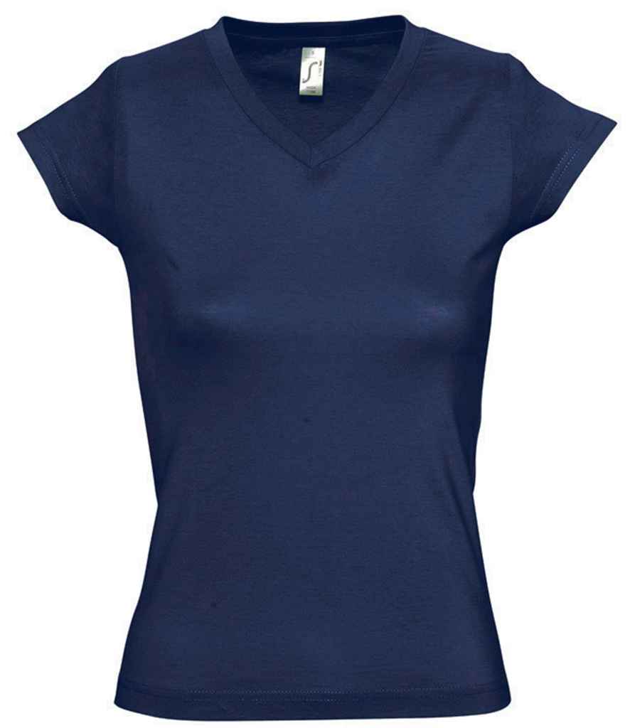SOL'S Ladies Moon V Neck T-Shirt in French Navy, front view