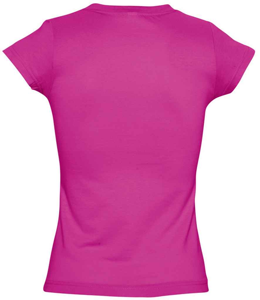 SOL'S Ladies Moon V Neck T-Shirt in Fuchsia, back view