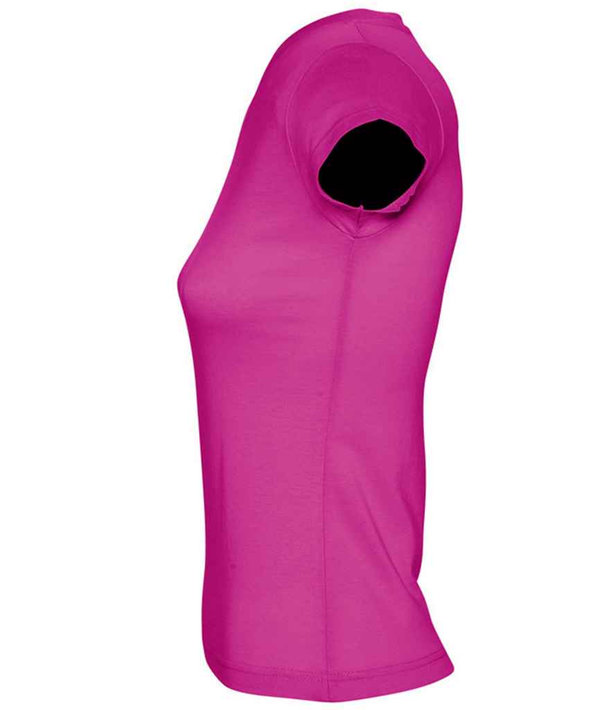 SOL'S Ladies Moon V Neck T-Shirt in Fuchsia, side view