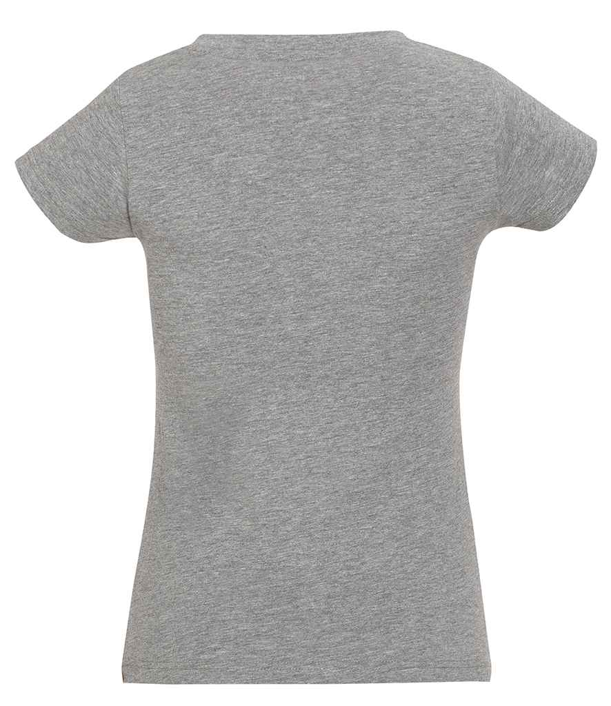 SOL'S Ladies Moon V Neck T-Shirt in Grey Marl, back view