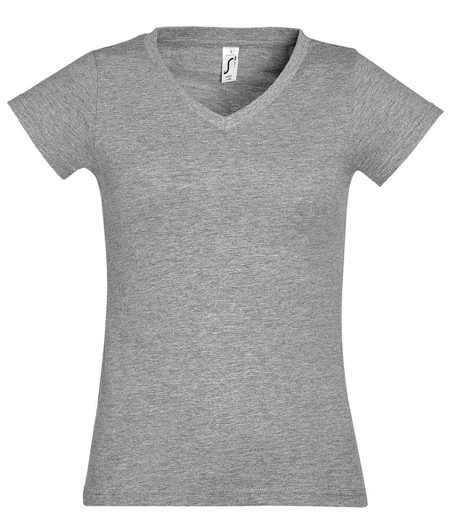 SOL'S Ladies Moon V Neck T-Shirt in Grey Marl, front view