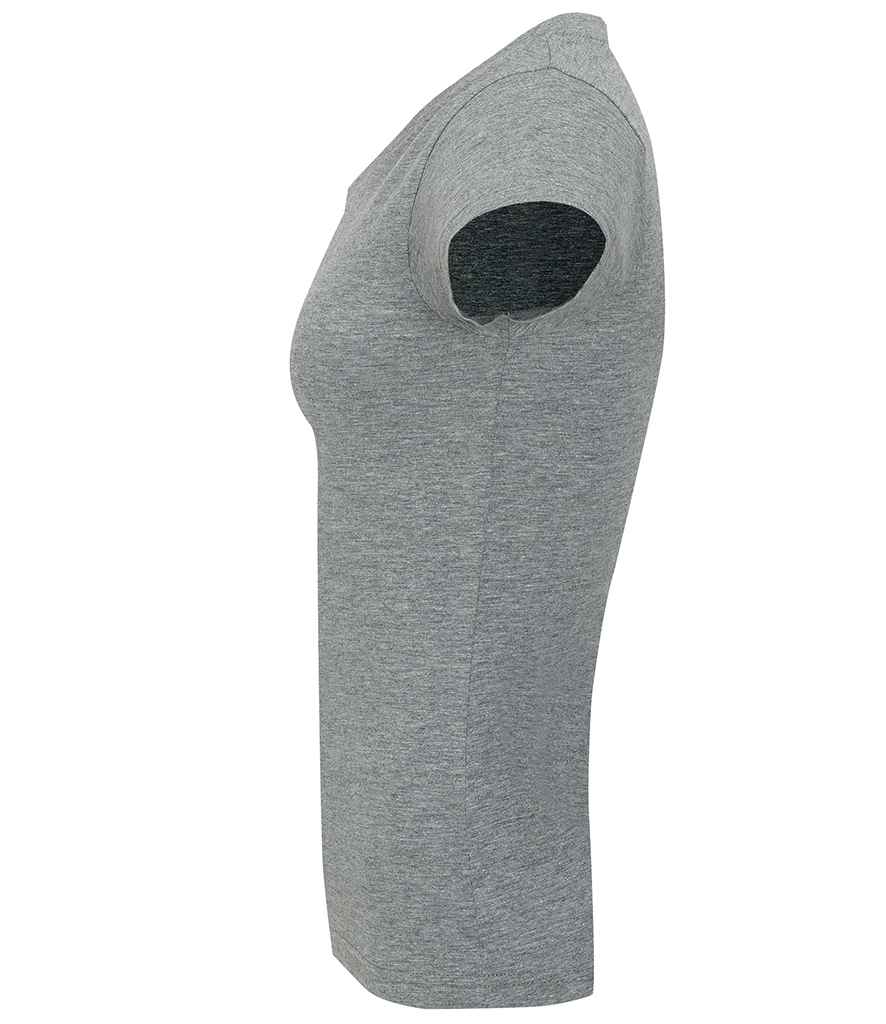 SOL'S Ladies Moon V Neck T-Shirt in Grey Marl, side view