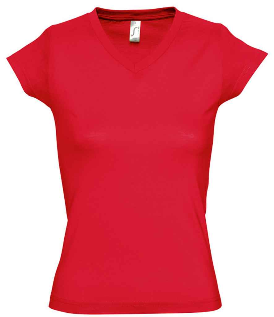 SOL'S Ladies Moon V Neck T-Shirt in Red, front view