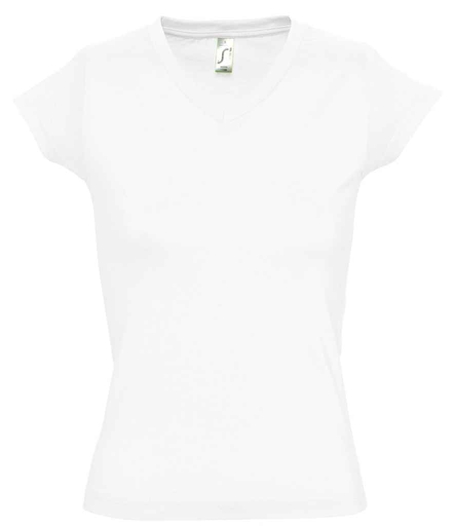 SOL'S Ladies Moon V Neck T-Shirt in White, front view