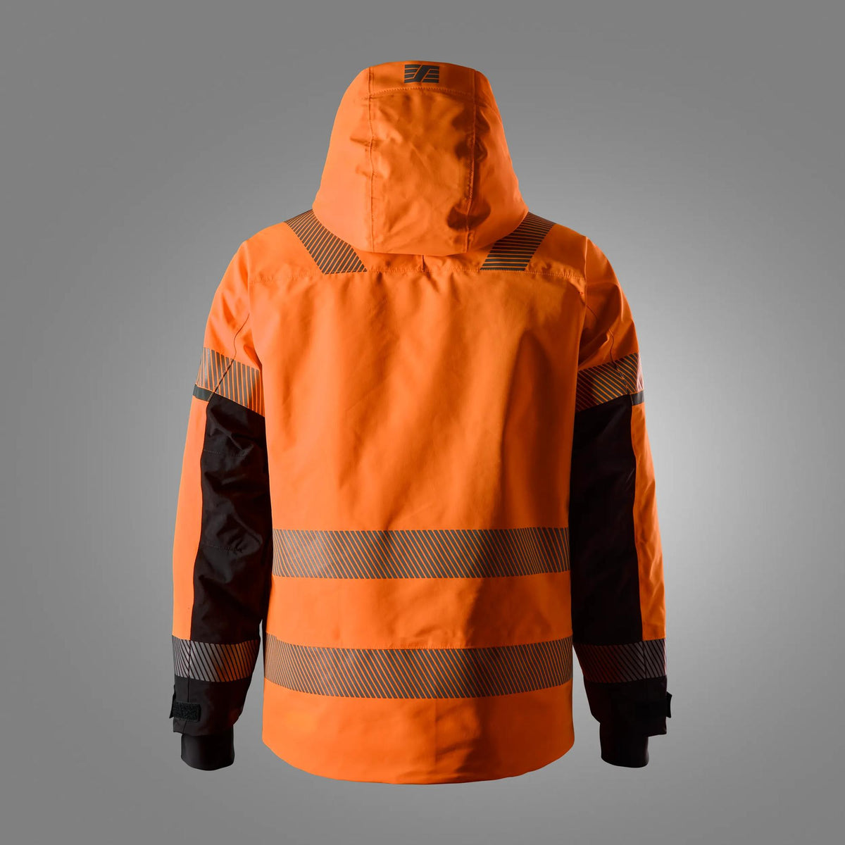 Snickers Workwear 1139 High-Vis Class 3 Waterproof Stretch Jacket in Hi-Vis Orange/Black, back view
