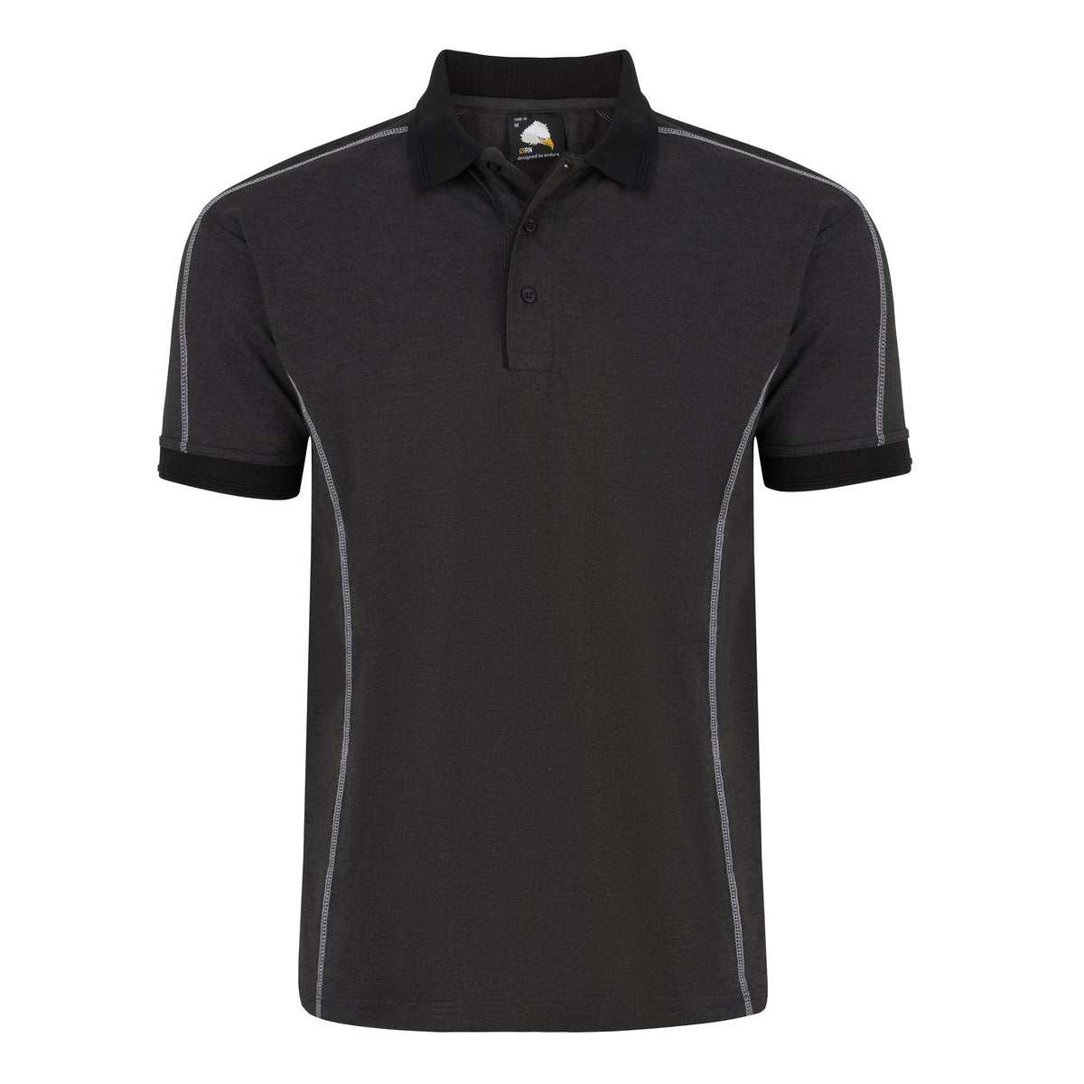 ØRN Crane Poloshirt – Charcoal Melange - Black – front