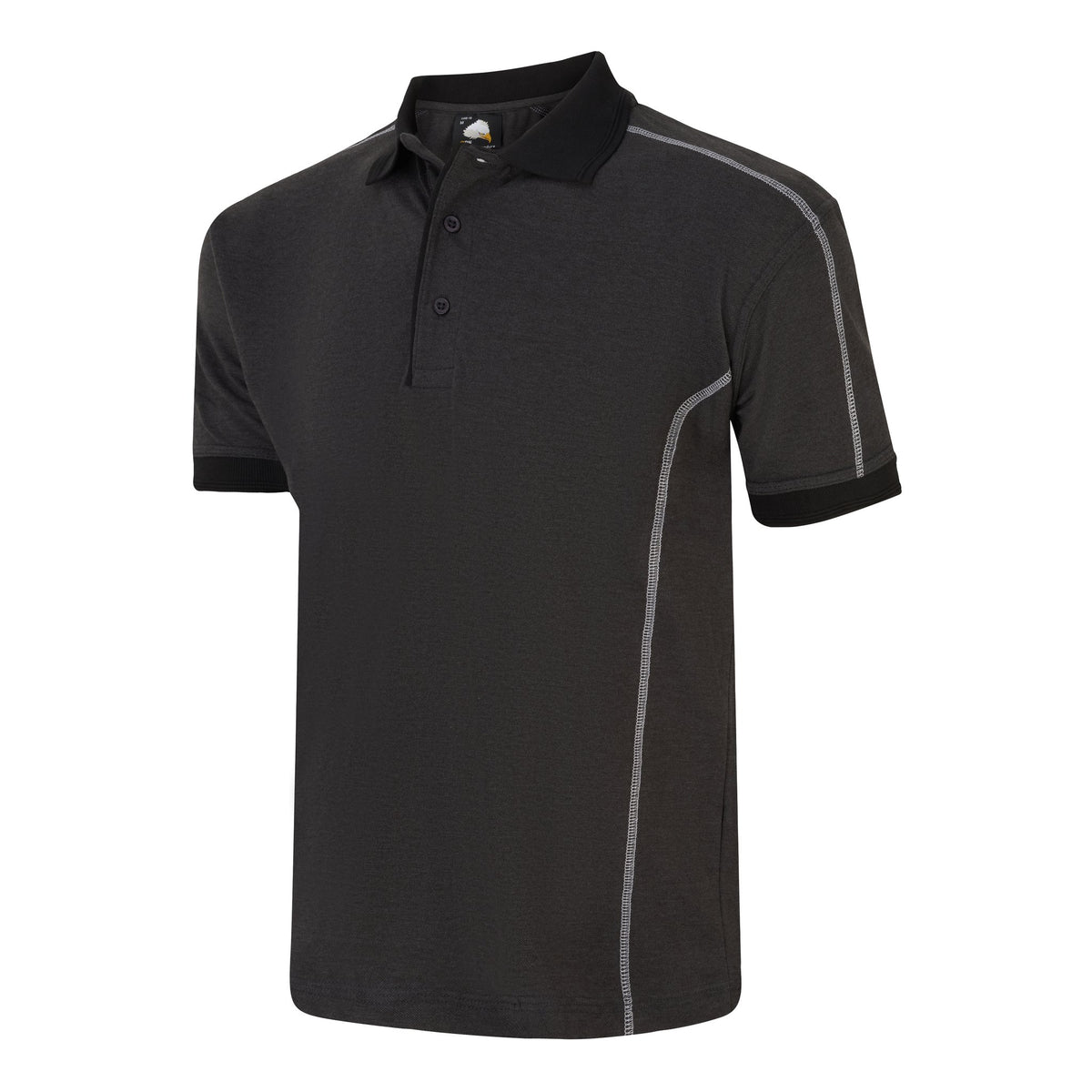 ØRN Crane Poloshirt – Charcoal Melange - Black – side