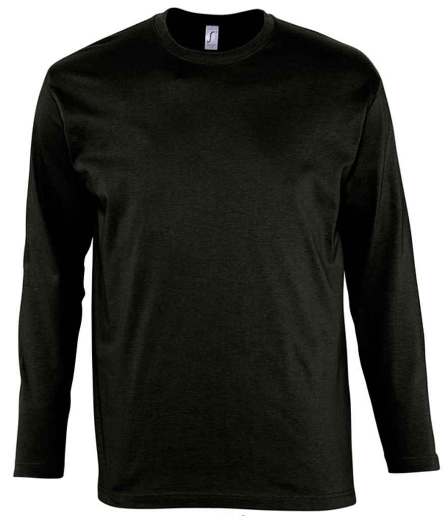 SOL'S Monarch Long Sleeve T-Shirt in Deep Black, front view