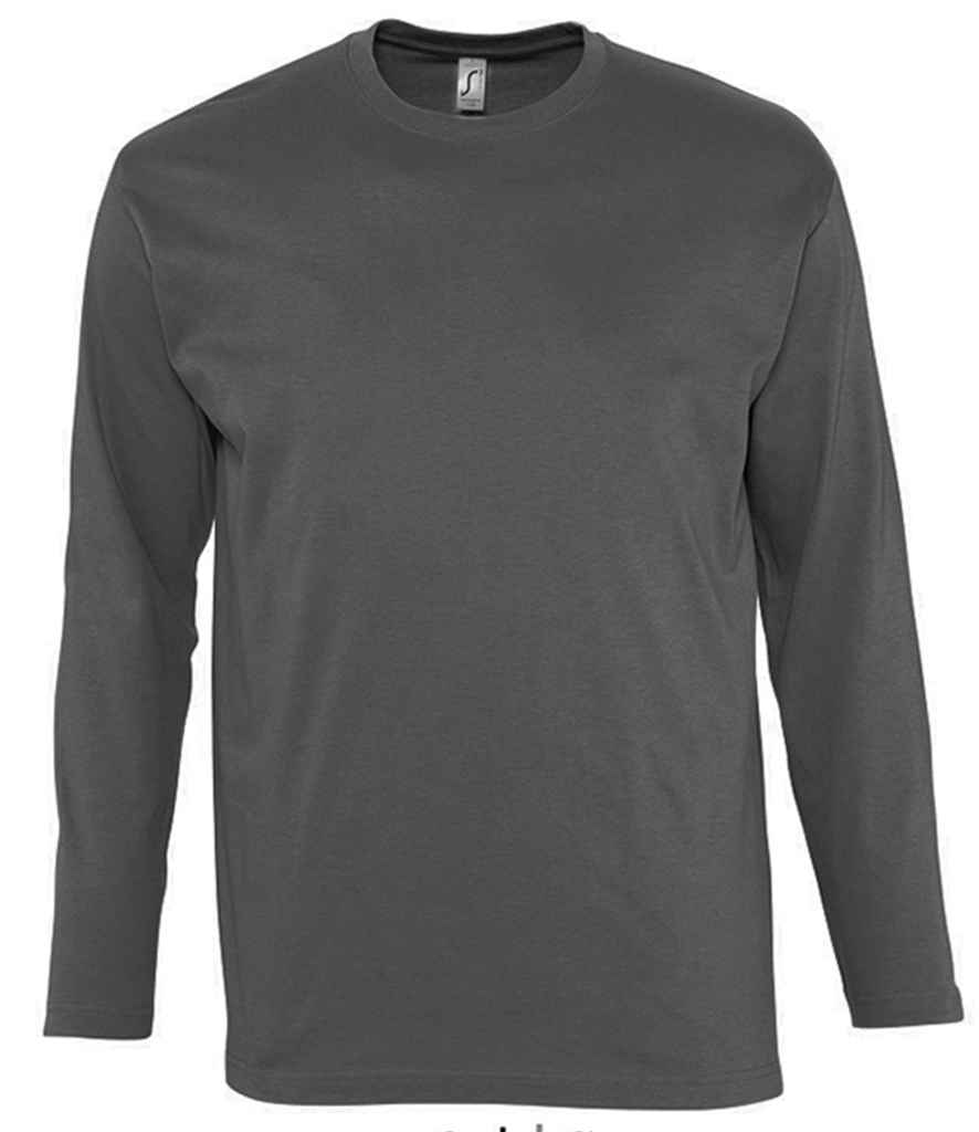 SOL'S Monarch Long Sleeve T-Shirt in Dark Grey, front view