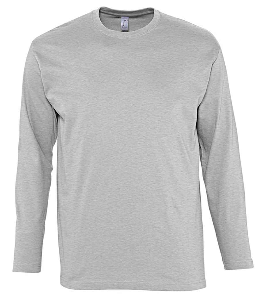 SOL'S Monarch Long Sleeve T-Shirt in Grey Marl, front view