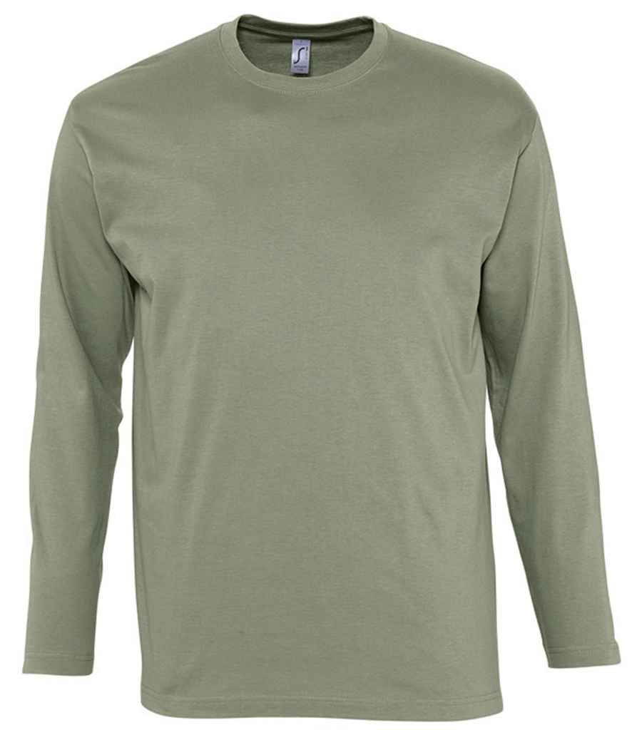 SOL'S Monarch Long Sleeve T-Shirt in Khaki, front view