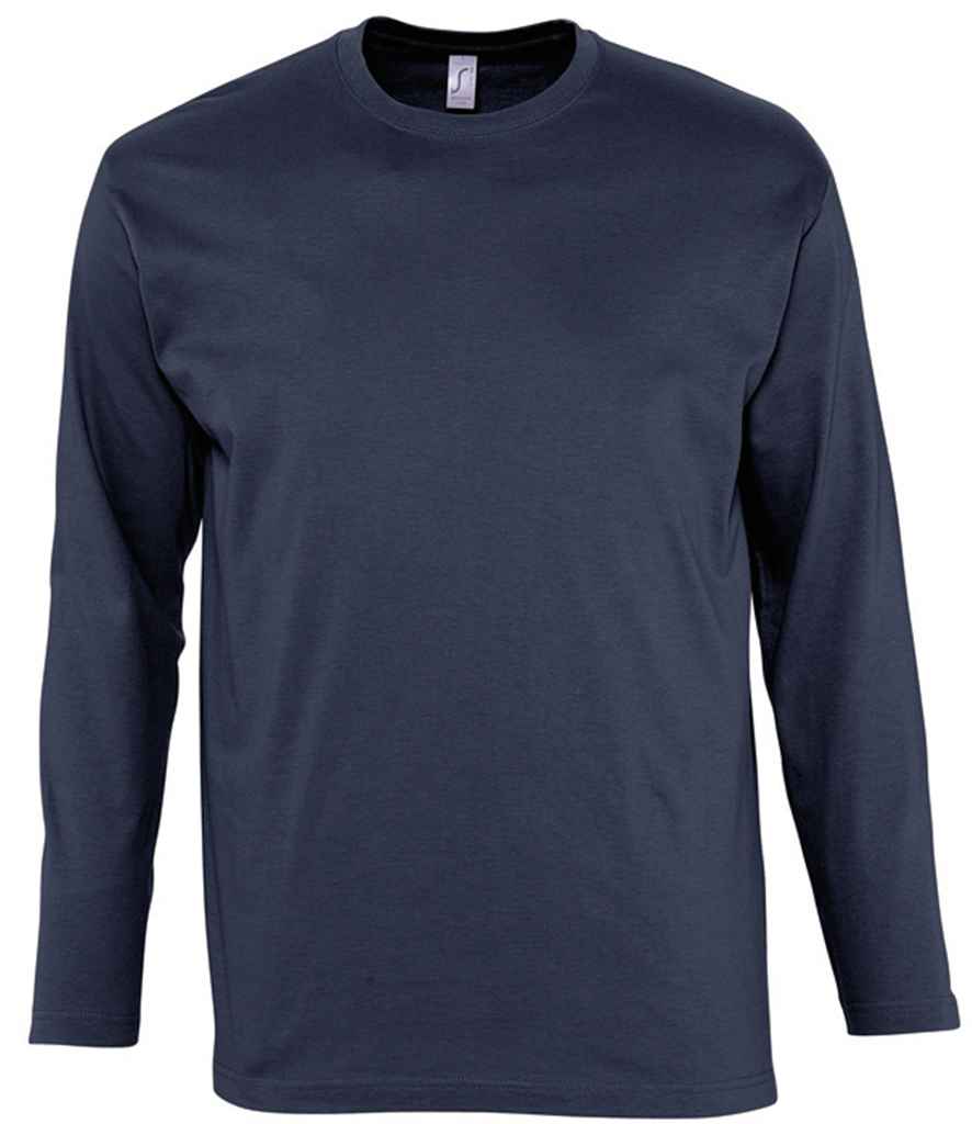 SOL'S Monarch Long Sleeve T-Shirt in Navy, front view