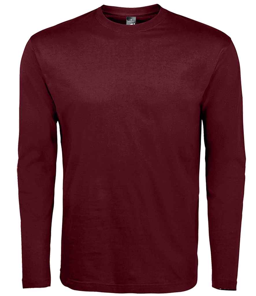 SOL'S Monarch Long Sleeve T-Shirt in Oxblood, front view