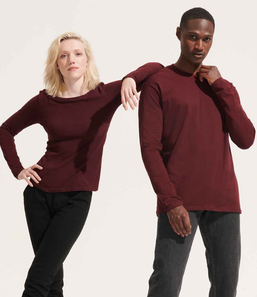 SOL'S Monarch Long Sleeve T-Shirt in Oxblood