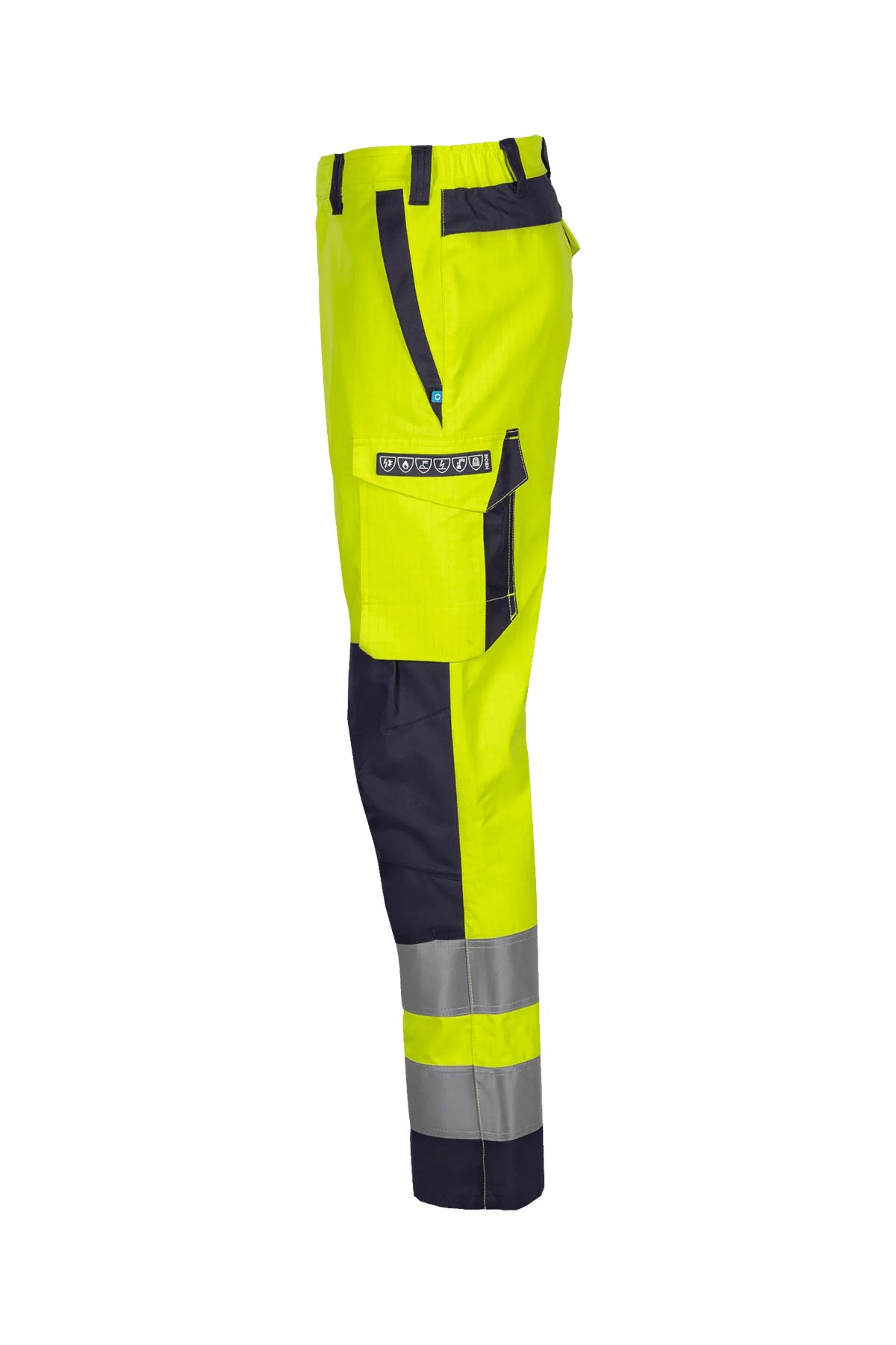 Sioen PRO Mizar in High-vis yellow/Navy blue, side view