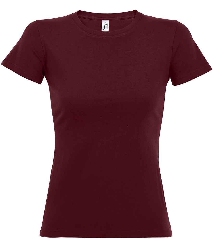 SOL'S Ladies Imperial Heavy T-Shirt in Burgundy, front view