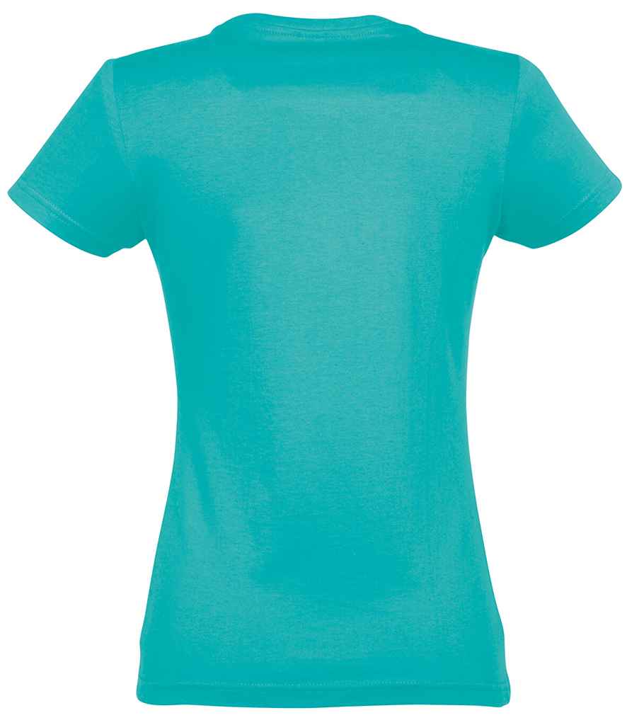 SOL'S Ladies Imperial Heavy T-Shirt in Caribbean Blue, back view
