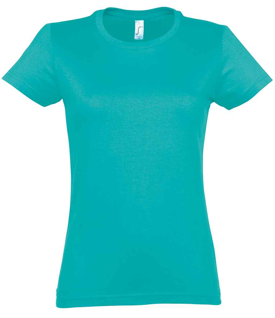 SOL'S Ladies Imperial Heavy T-Shirt in Caribbean Blue, front view