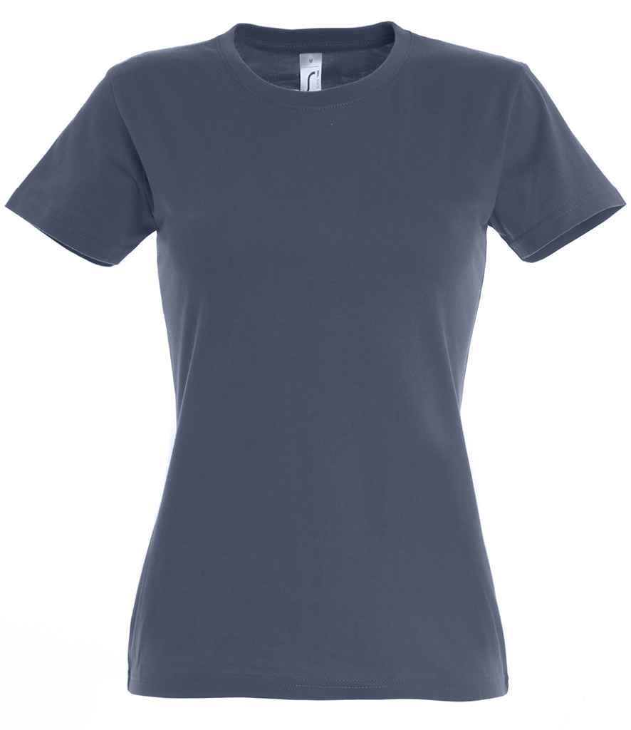 SOL'S Ladies Imperial Heavy T-Shirt in Denim, front view
