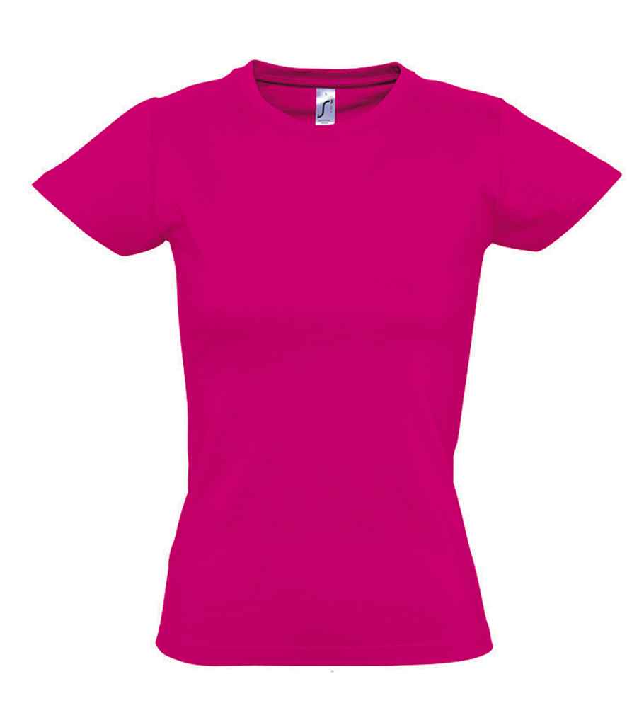 SOL'S Ladies Imperial Heavy T-Shirt in Fuchsia, front view