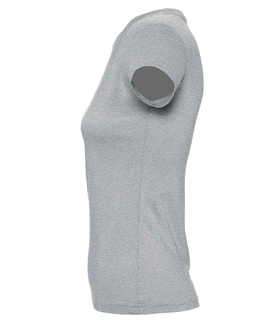 SOL'S Ladies Imperial Heavy T-Shirt in Grey Marl, side view