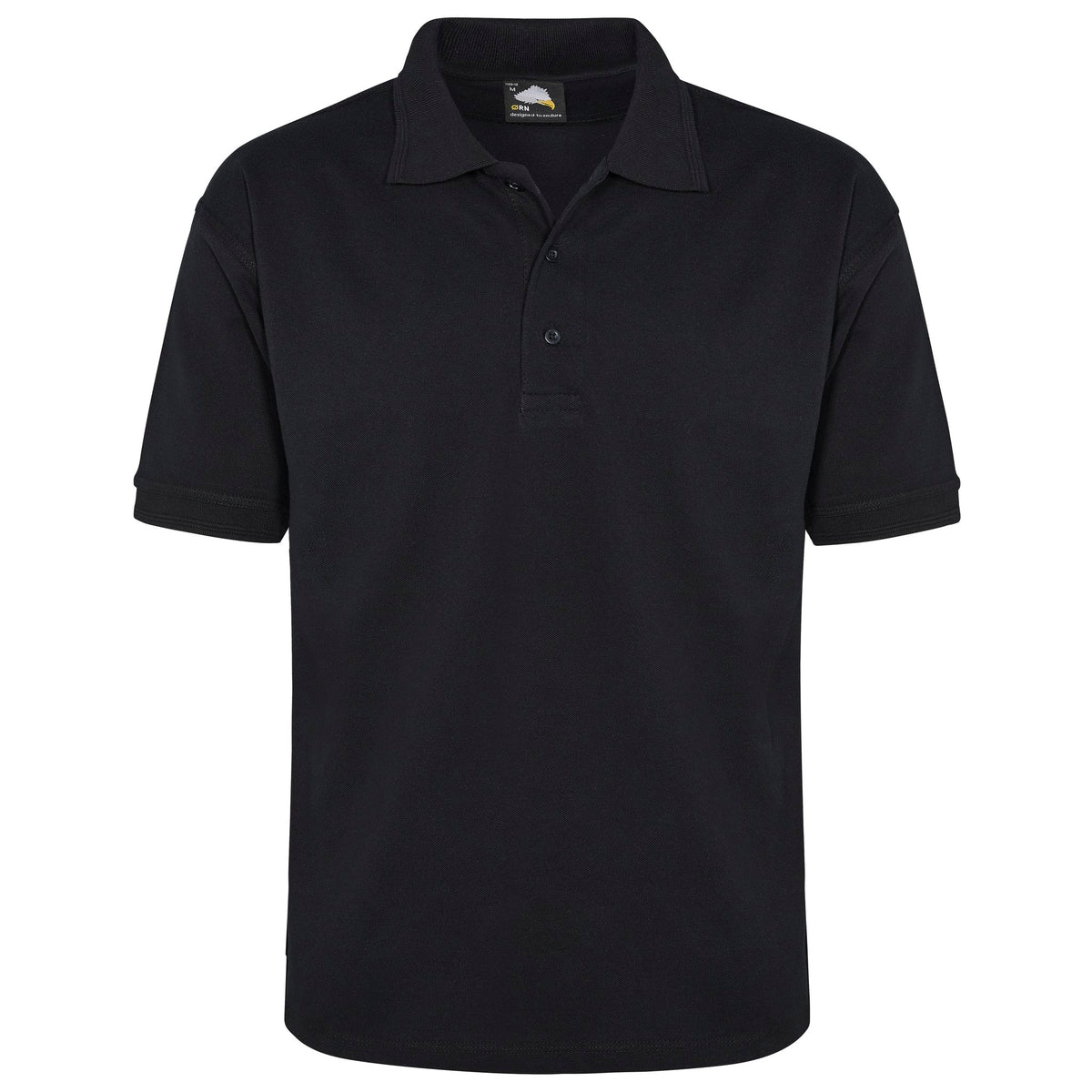 ØRN Petrel 100% Cotton Poloshirt – Black – front