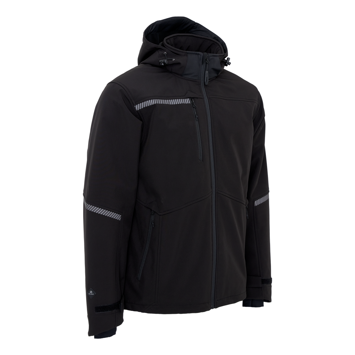 ELKA Rainwear Working Xtreme Recycled Softshell jacket in Black, front view