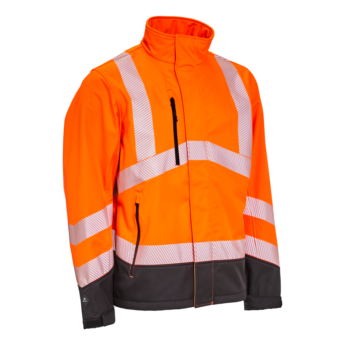 ELKA Rainwear Visible Xtreme Softshell jacket in Fl. Orange/Black, front view