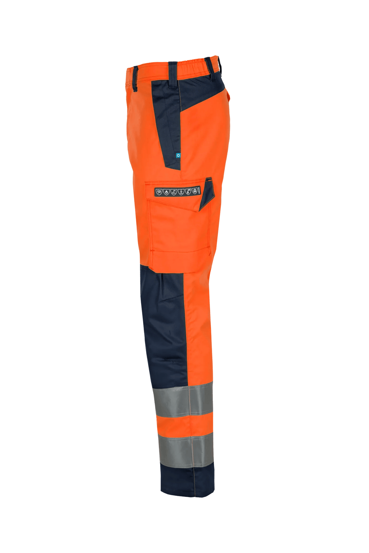 Sioen PRO Stribor in High-vis orange/Navy blue, side view