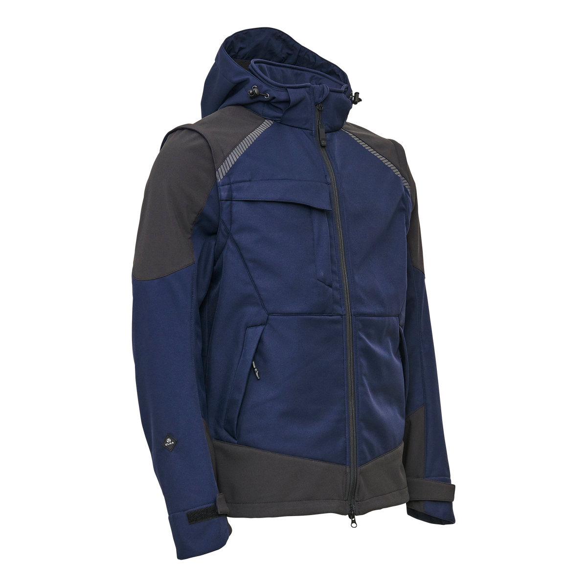 ELKA Rainwear Working Xtreme Softshell Jacket with detachable sleeves in Navy/Black
