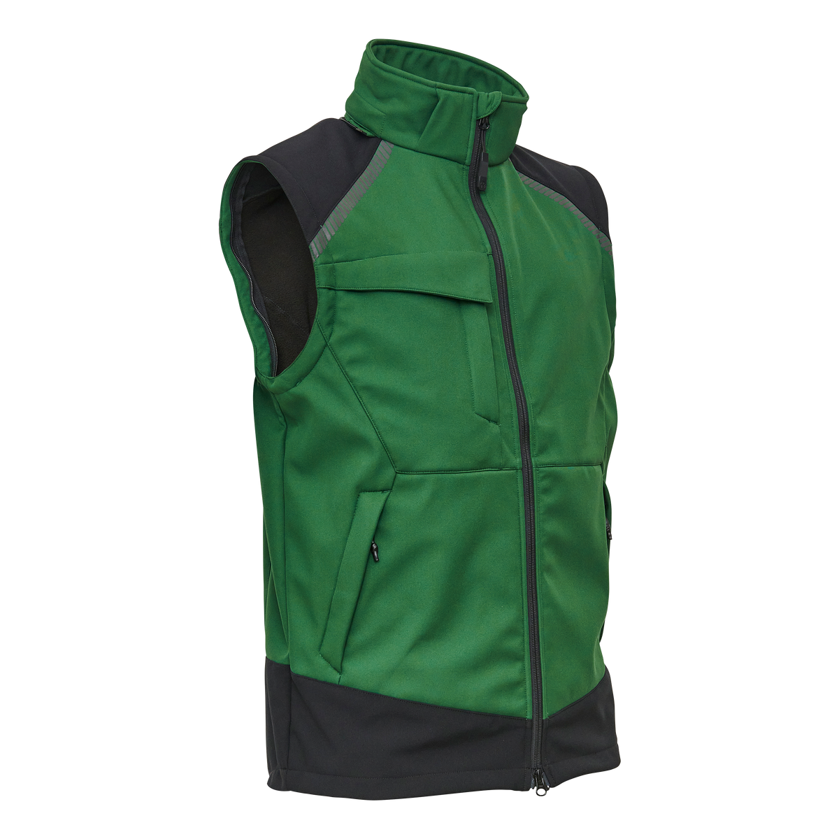 ELKA Rainwear Working Xtreme Softshell Jacket with detachable sleeves in Green/Black