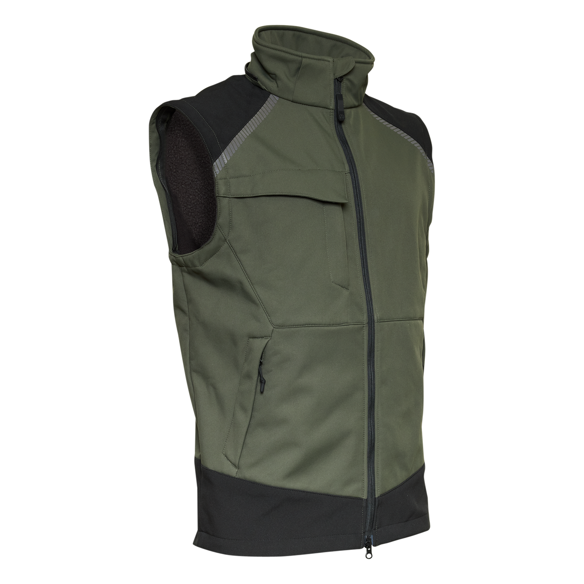 ELKA Rainwear Working Xtreme Softshell Jacket with detachable sleeves in Olive/Black