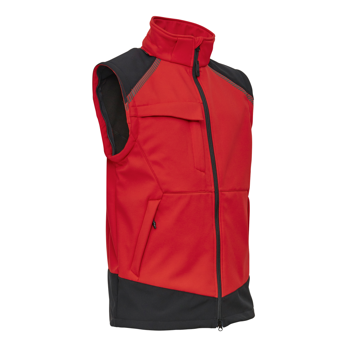 ELKA Rainwear Working Xtreme Softshell Jacket with detachable sleeves in Red/Black