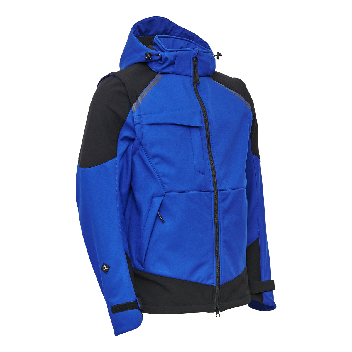 ELKA Rainwear Working Xtreme Softshell Jacket with detachable sleeves in Royal blue/Black