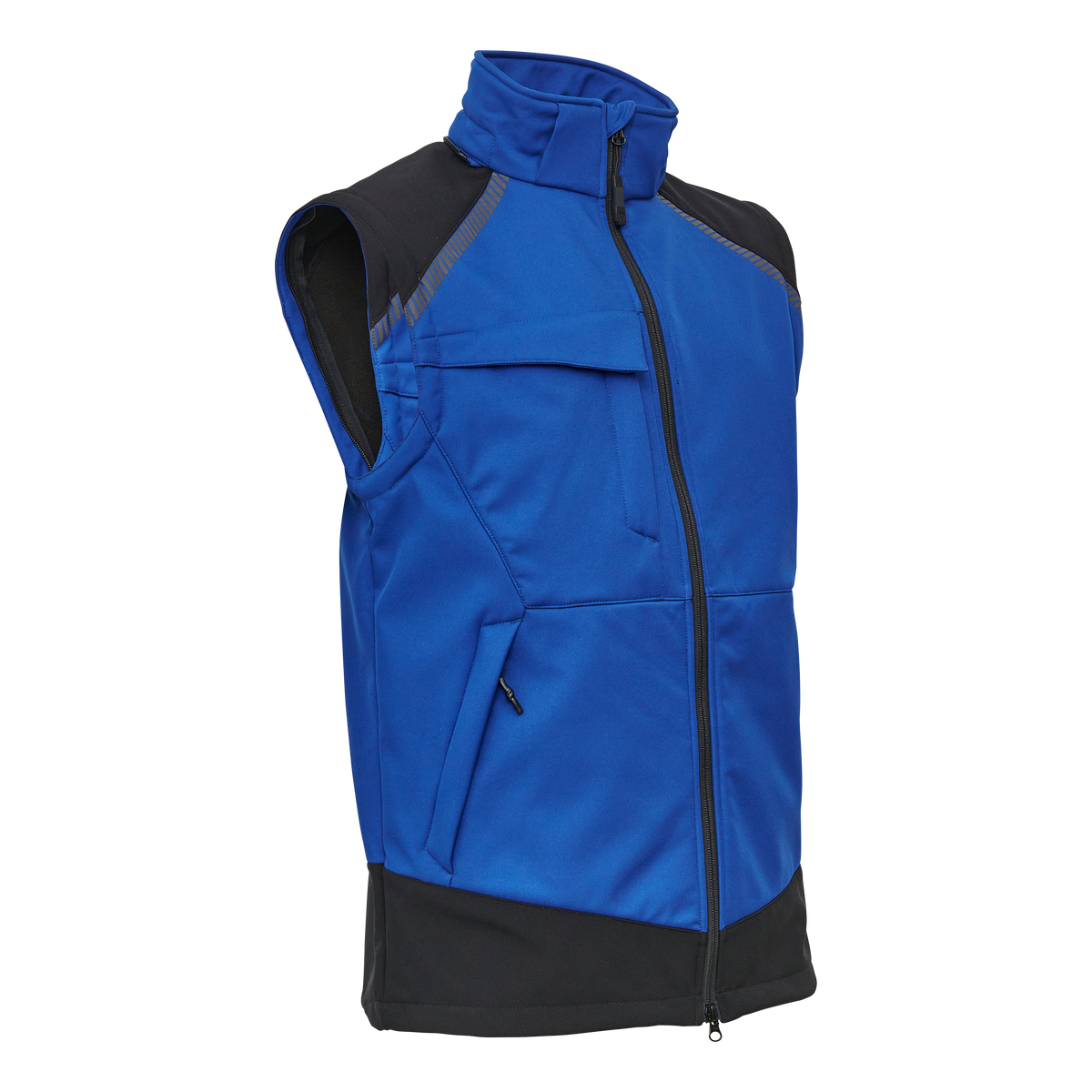 ELKA Rainwear Working Xtreme Softshell Jacket with detachable sleeves in Royal blue/Black
