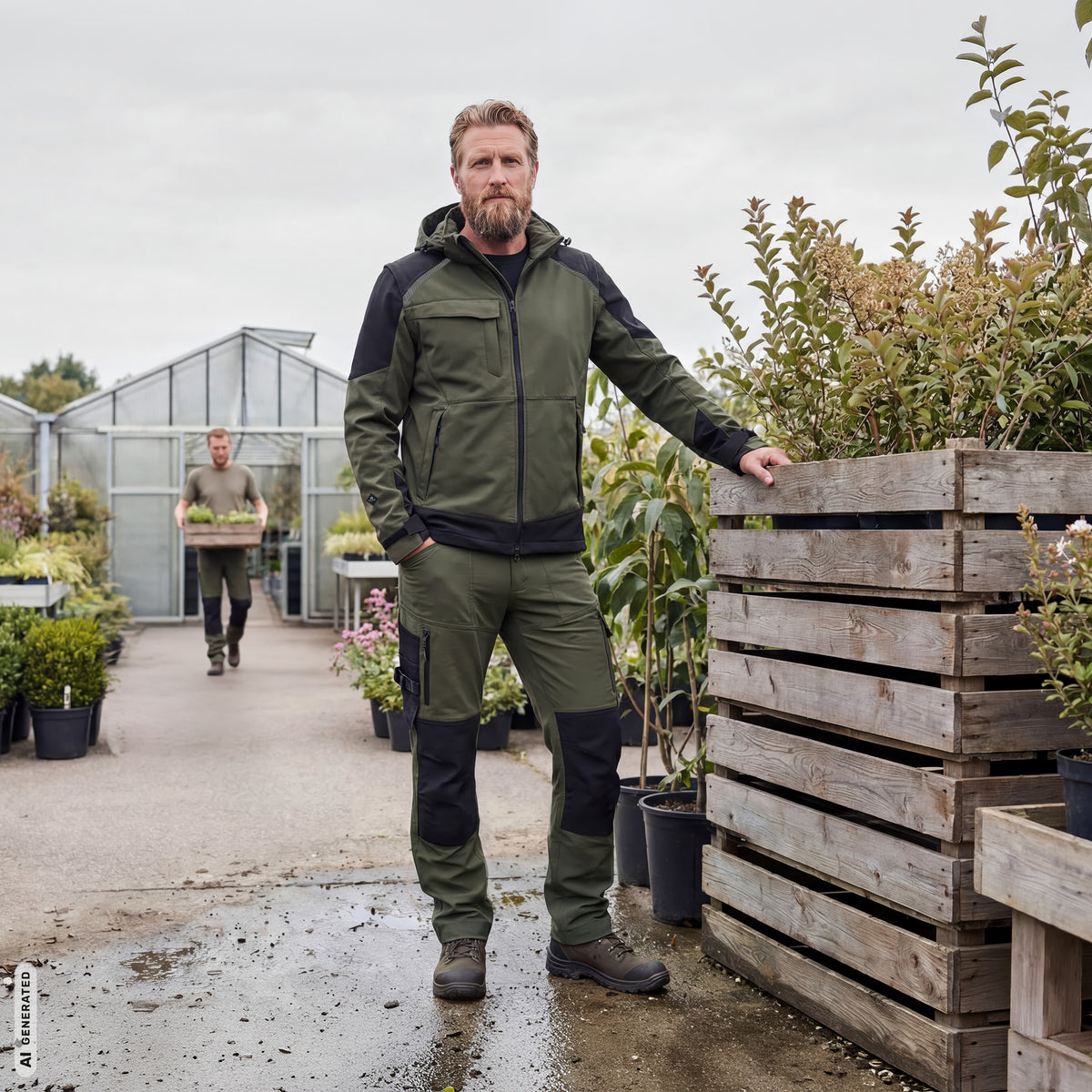ELKA Rainwear Working Xtreme Softshell Jacket with detachable sleeves in Olive/Black