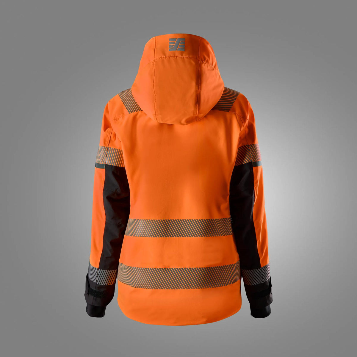 Snickers Workwear 1179 High-Vis Class 2/3 Women's Waterproof Stretch Jacket in Hi-Vis Orange/Black, back view