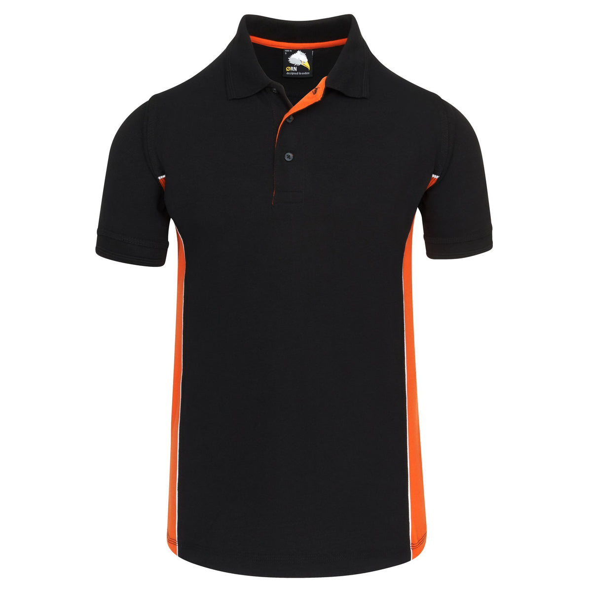 ØRN Silverswift Poloshirt – Black - Orange – front