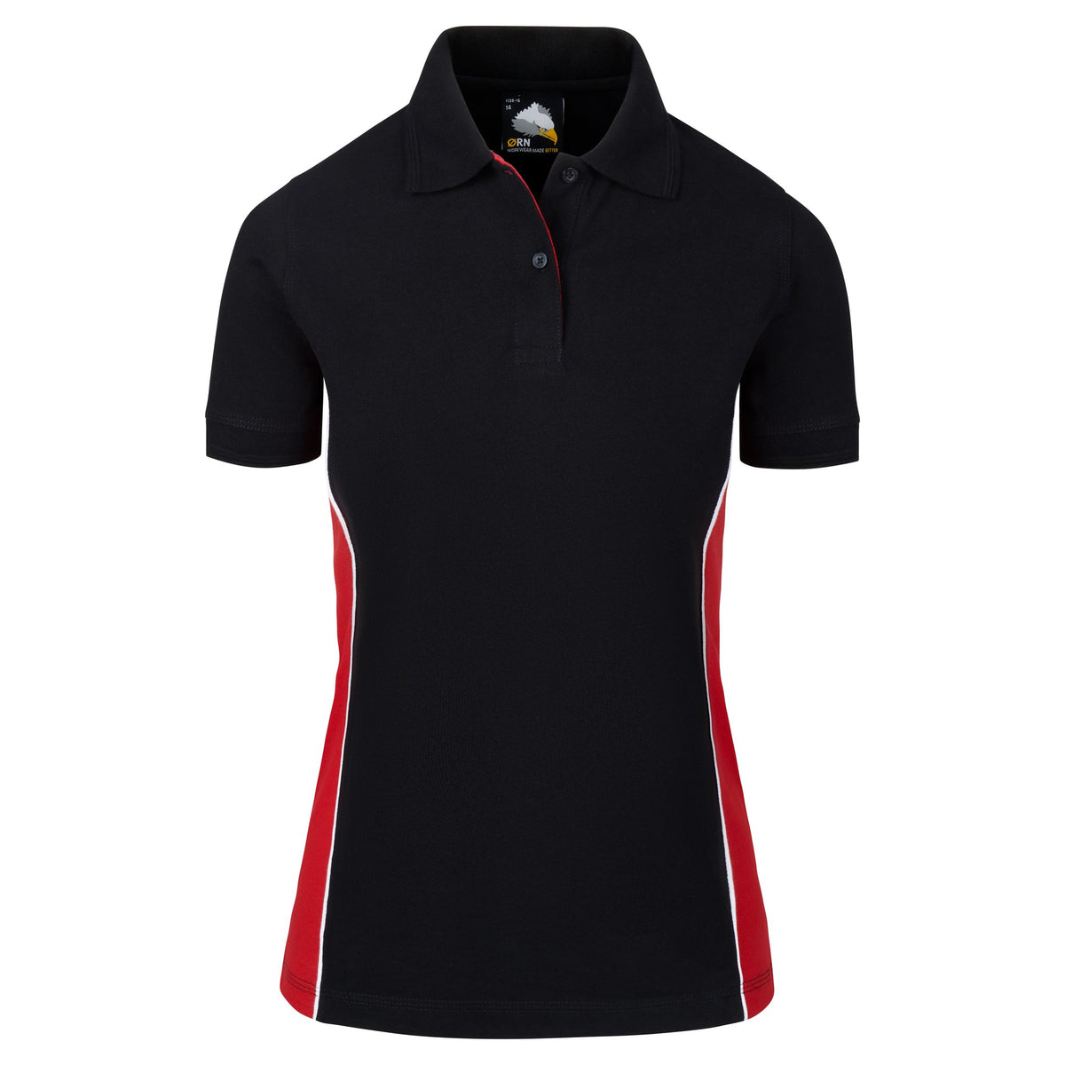 ØRN Ladies Silverswift Poloshirt – Black - Red – front
