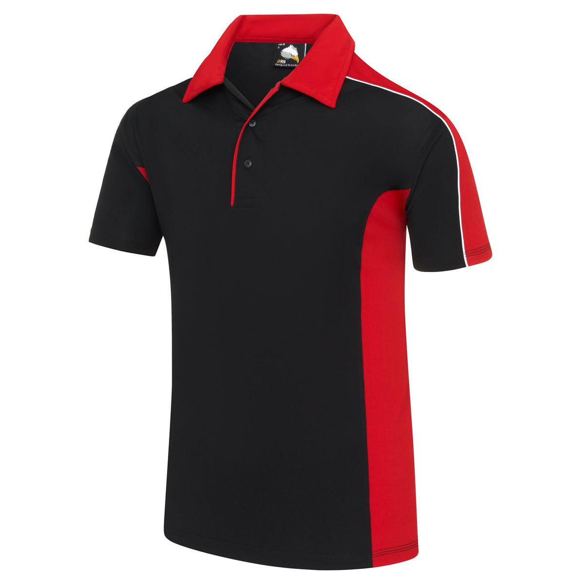 ØRN Avocet Wicking Poloshirt – Black - Red – side