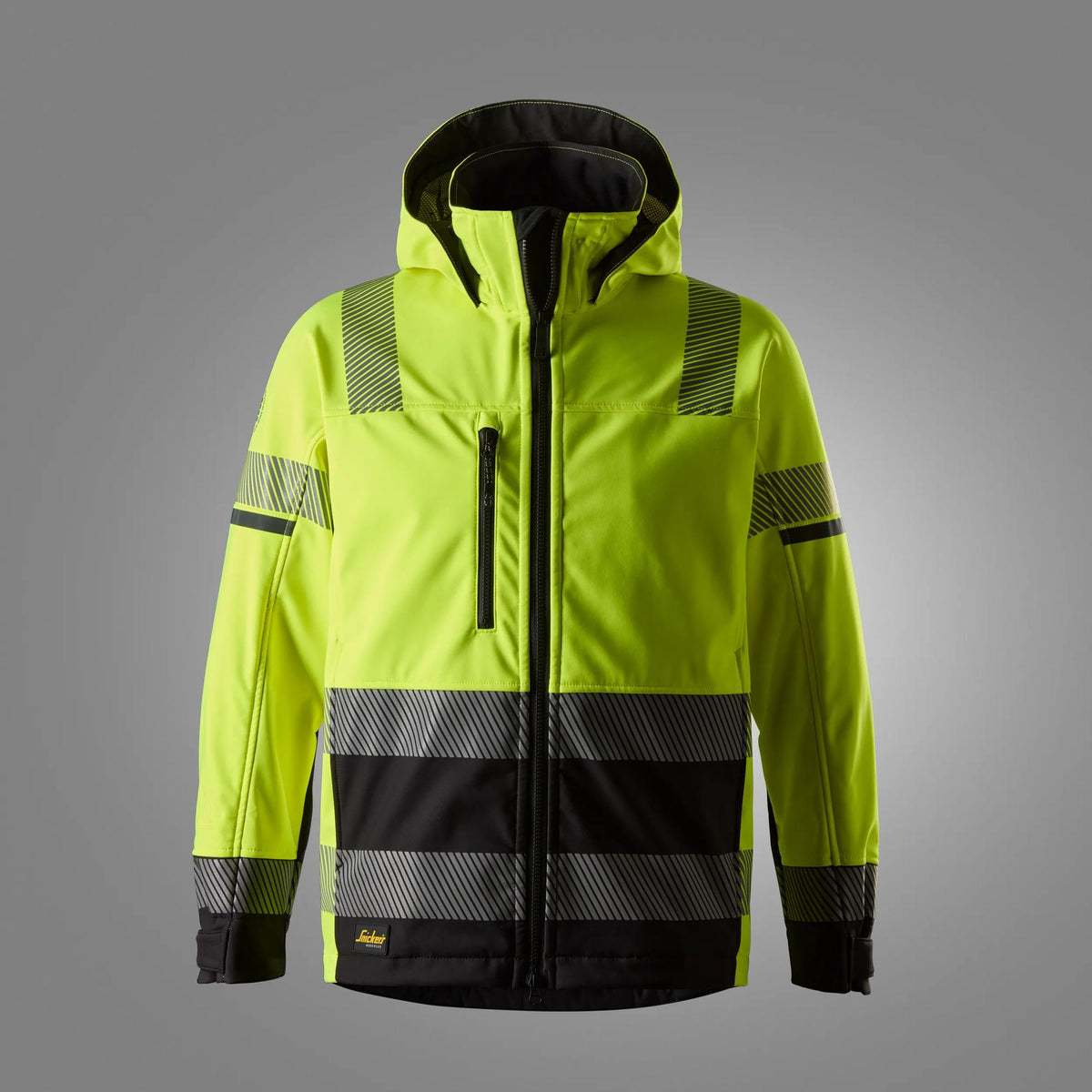 Snickers Workwear 1232 High-Vis Class 3 Softshell Jacket – Hi-Vis Yellow/Black (front)